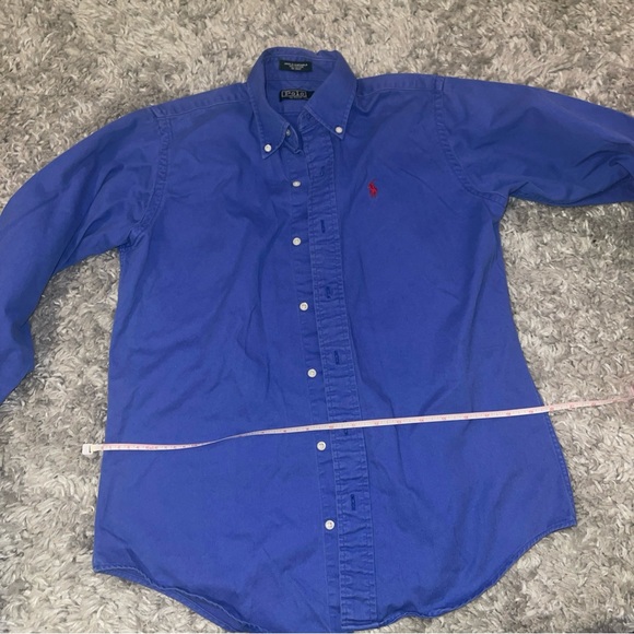 Ralph Lauren Classic Fit Button Down Boys L Navy Shirt Red Pony Long Sleeve - Picture 2 of 9